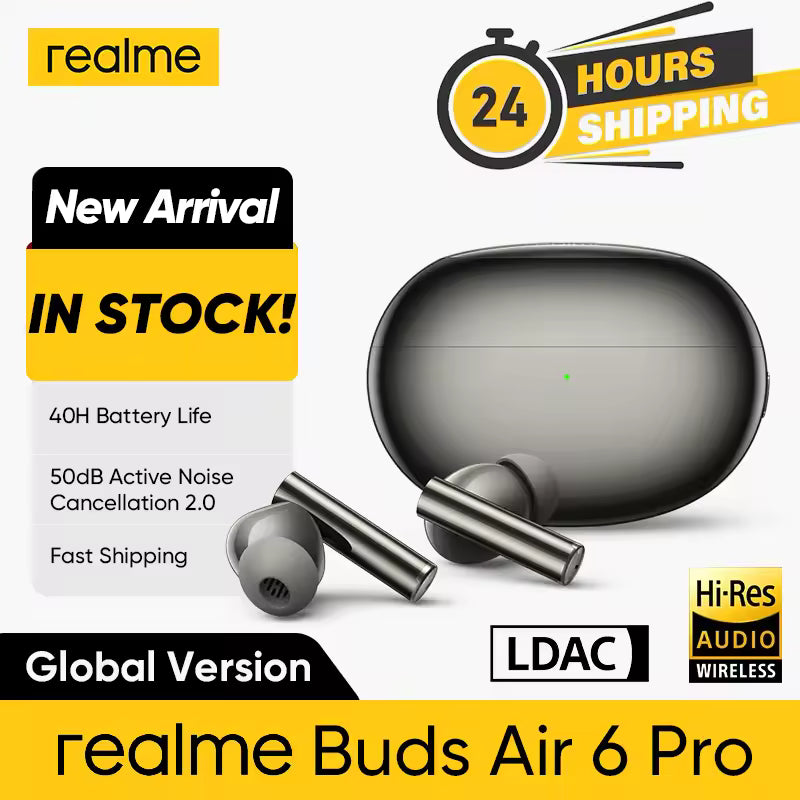 Realme Air6 Pro EarBuds 12Hr battery Life (White)